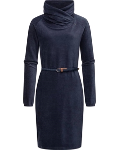 Платье-свитшот в стиле рэгвир "Белита", теплое вельветовое платье с широким воротником-трубой, цвет морской волны Ragwear