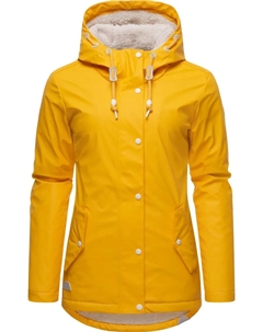 Дождевик "Мардж" с капюшоном, женский зимний плащ на теплой подкладке, желтый Ragwear