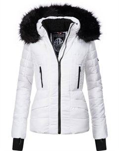 Стеганая куртка "Адель" с капюшоном, качественная зимняя куртка с элегантным капюшоном из искусственного меха, белый Navahoo