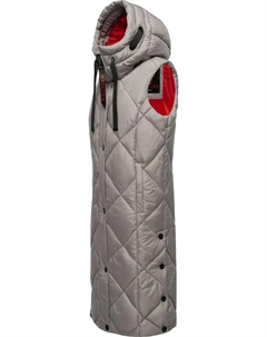 Стеганый жилет Наваху "Шнукель", теплый женский уличный жилет длинный с капюшоном, серый Navahoo