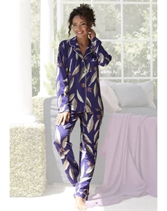 Пижама (2 шт.), классического кроя, фиолетовый Lascana
