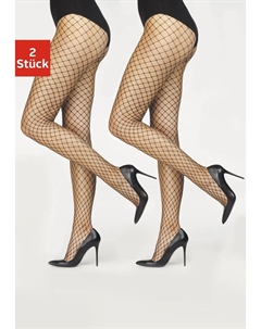 Колготки в сетку (2 шт.) с комфортным поясом, черный Buffalo