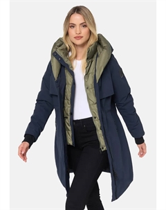 Полупальто Наваху "Snowelf", зимнее пальто с высоким воротником и большим капюшоном, цвет морской волны Navahoo