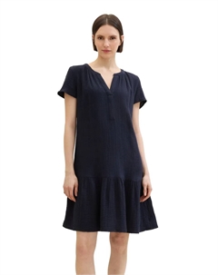 Мини-платье с легкими рюшами - с мятым эффектом, синий Tom tailor