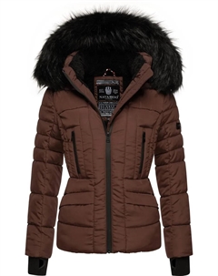 Стеганая куртка "Адель" с капюшоном, качественная зимняя куртка с элегантным капюшоном из искусственного меха, коричневый Navahoo
