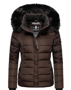 Стеганая куртка Наваху "Миамор", с капюшоном, качественная зимняя куртка с объемным капюшоном из искусственного меха, коричневый Navahoo