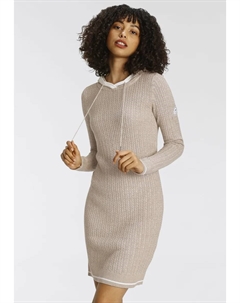 Трикотажное платье тонкой вязки с контрастными полосками, бежевый Kangaroos