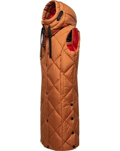 Стеганый жилет Наваху "Шнукель", теплый женский уличный жилет длинный с капюшоном, цвет Zimt Navahoo