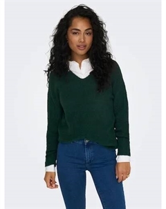 Свитер с V-образным вырезом "ONLCAMILLA V-NECK L/S PULLOVER KNT NOOS", цвет Scarab Detail:Melange Only