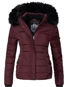 Стеганая куртка Наваху "Миамор", с капюшоном, качественная зимняя куртка с объемным капюшоном из искусственного меха, красный Navahoo