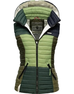 Стеганый жилет "Shadaa Multikulti", женский жилет без рукавов в стиле колор-блок с капюшоном, зеленый Navahoo