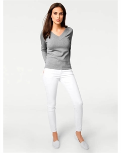 Вязаный свитер "V-пуловер", серый Heine