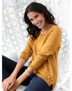 Вдохновение Свитер с V-образным вырезом "Пуловер", цвет Curry Inspirationen