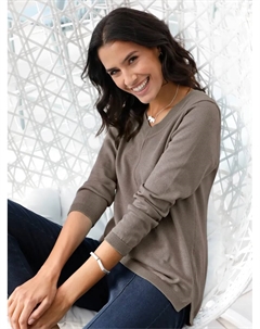 Вдохновение Свитер с V-образным вырезом "Пуловер", коричневый Inspirationen