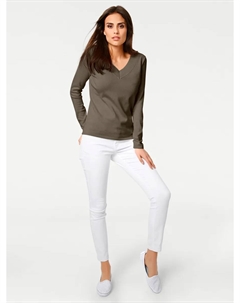 Вязаный свитер "V-пуловер", оливковый Heine