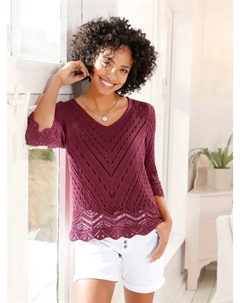 Свитер с рукавами 3/4 "Пуловер", бордовый Heine