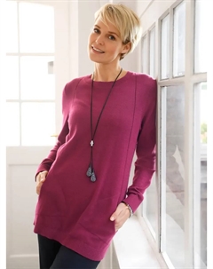 Повседневный образ Свитер с круглым вырезом "Пуловер", бордовый Casual looks