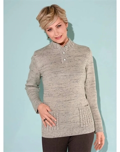 Классический свитер с воротником стойкой "Пуловер", цвет Sand-Dunkeltaupe-Meliert Classic