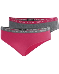 Трусики бикини "LADY SLIP Style 1 T/C 2шт. упаковка "водопад" (2 шт. в упаковке), с надписью-логотипом, серый Replay