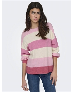 Вязаный свитер "ONLATIA L/S STRIPE PULLOVER KNT NOOS", цвет Pink Lady Only