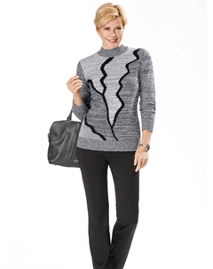 Свитер с воротником стойкой "Пуловер", черно-белый Classic basics