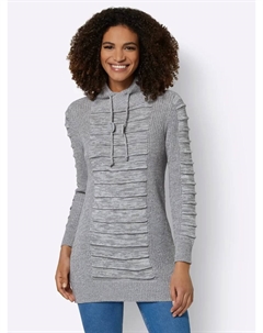 Повседневный образ Длинный пуловер "Длинный пуловер", цвет Steingrau-Weiß-Meliert Casual looks