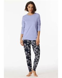 Пижама "Contemporary Nightwear" (2 шт.) с однотонным верхом и брюками с рисунком, цвет морской волны Schiesser