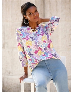 Блуза-комбинация, цвет Ecru-Flieder-Bedruckt Classic basics