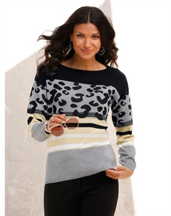 Свитер с круглым вырезом "Пуловер", цвет Schwarz-Ecru-Gemustert Classic basics