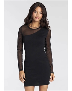 Трикотажное платье с элегантными деталями из сетки - НОВАЯ КОЛЛЕКЦИЯ, черный Melrose