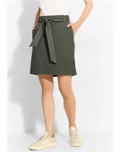 Летняя юбка с эластичным поясом и тканевым поясом, хаки Cecil