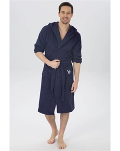 Халат унисекс "Робби" (1 шт.), женские и мужские халаты, 100% хлопок, с карманами, S-3XL, цвет морской волны Bruno banani