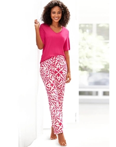 Пижама (2 шт.) с цветочным этническим узором, цвет Magenta-Ecru Gemustert S.oliver