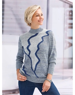 Свитер с воротником стойкой "Пуловер", джинсовый Classic basics