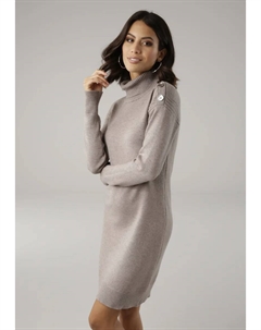 Трикотажное платье с водолазкой и декоративными пуговицами, коричневый Laura scott