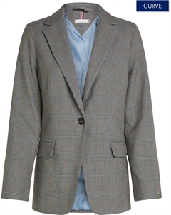 Короткий пиджак Curve "CRV POW CHECK REGULAR BLAZER", большие размеры, серый Tommy hilfiger
