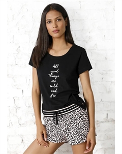 Пижама (2 шт.), с леопардовым принтом, черный S.oliver