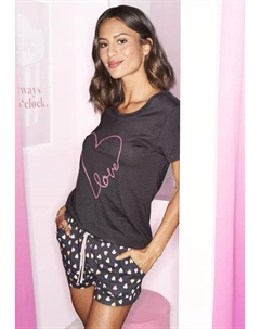 Пижама (набор, 2 шт.), с милым сердечком, антрацит Vivance dreams