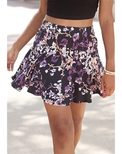 Кюлоты с цветочным принтом, юбка, юбка и брюки, черный Vivance