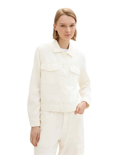 Куртка джинсовая парусиновая, без капюшона, с карманами Denim, кремовый Tom tailor