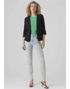 Короткий пиджак "VMJESMILO 3/4 LOOSE BLAZER WVN GA NOOS", с льном, черный Vero moda