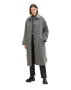 Короткое пальто, эластичное, в рубчик, с завязывающимся поясом, серый Tom tailor