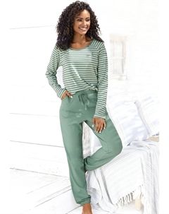 Пижама с полосками, окрашенными в пряжу, зеленый Vivance dreams