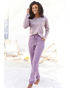 Пижама с полосками, окрашенными в пряжу, фиолетовый Vivance dreams