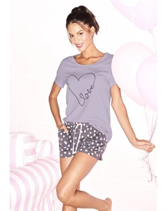 Пижама (набор, 2 шт.), с милым сердечком, фиолетовый Vivance dreams