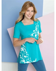 Длинная рубашка "Long Shirt", цвет Türkis-Weiß Classic basics