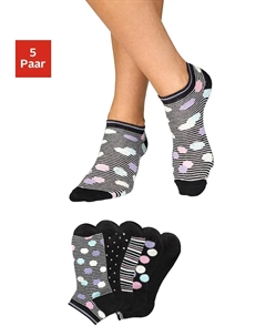 Носки-кроссовки (упаковка 5 пар), в полоску и в горошек, черный Bench