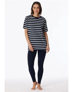 Пижама "Casual Essentials" (2 шт.), удлинённого кроя и модных полосок, синий Schiesser