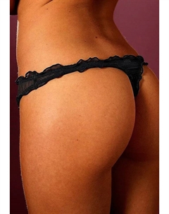 Открытые стринги золотого цвета с оборками по краю Gold, черный Petite fleur