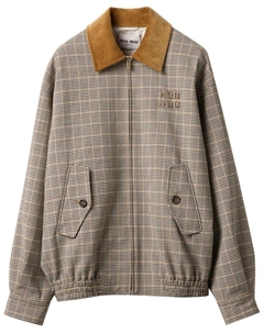 Куртка Double Check Jacket 'Cacao', коричневый Miu miu